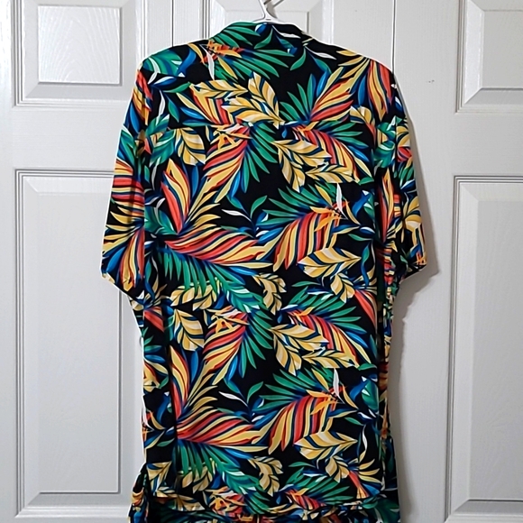 NWT Coofandy Hawaiian Shirt & Shorts Set, Medium, Multicolored Palm Fronds - Picture 4 of 10